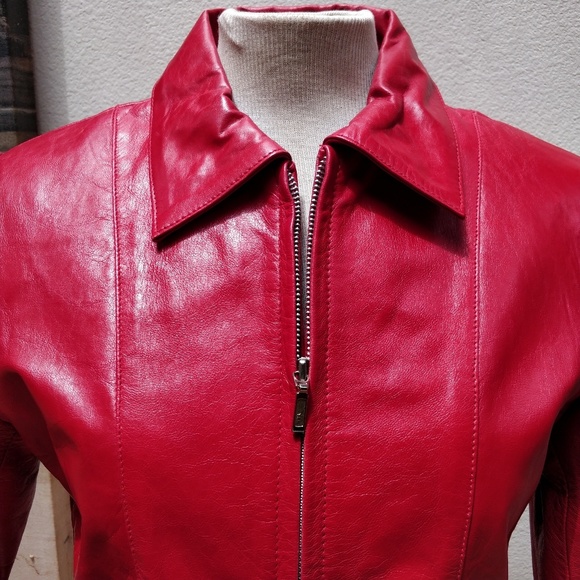 Vintage B*Lucid red leather jacket NWOT - Picture 7 of 12